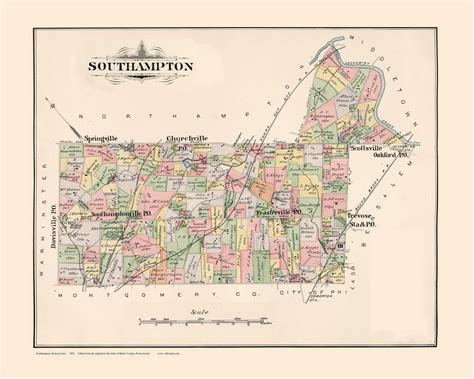 southampton pennsylvania   map reprint bucks county  maps