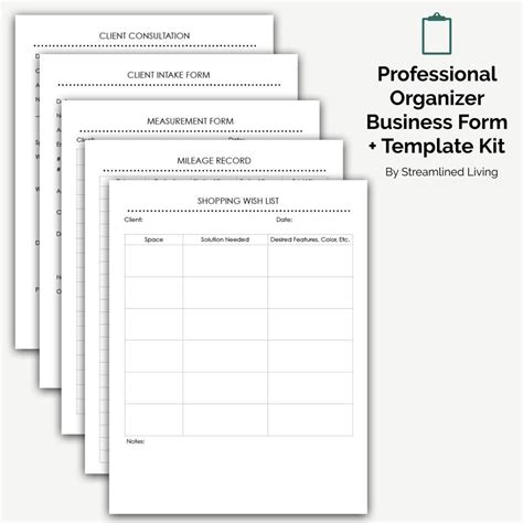 professional organizer business forms  template tool kit