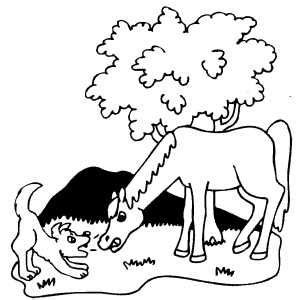 horse  dog  forest coloring page puppy coloring pages horse