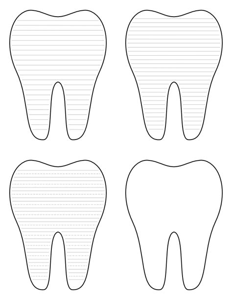 printable tooth shaped writing templates