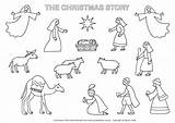 Coloring Nativity Christmas Story Pages Printable Colouring Clipart Crib Figures Scene Stable Bible Kids Preschool Gif Color Cut Jesus Teddy sketch template