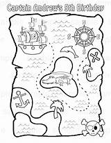 Pirate Treasure Printable Map Personalized Birthday Party Zoom Click sketch template