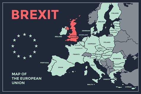 premium vector brexit poster map   european union  country names print map  eu