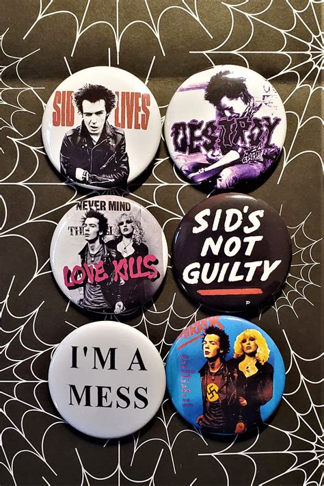 sid vicious 2 25 pin back punk rock buttons sex pistols etsy