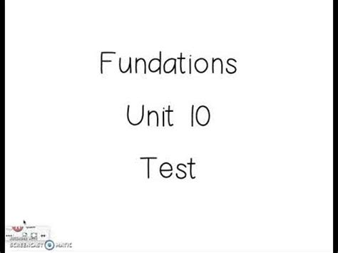 fundations unit  test youtube