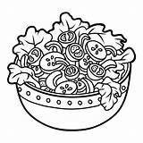 Salad Bowl Coloring Vegetables Book Illustrations Dreamstime Clipart Vectors Children Vegetable sketch template