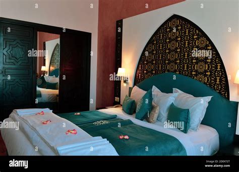 Hotel Room In Morocco Moroccan Furniture And Moroccan Engraving Stock