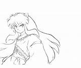 Coloring Pages Kikyo Inuyasha Template Sword sketch template