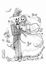 Bride Skeleton Dead Drawing Groom Etsy Dia Muertos Los Giclee Wedding Drawings sketch template