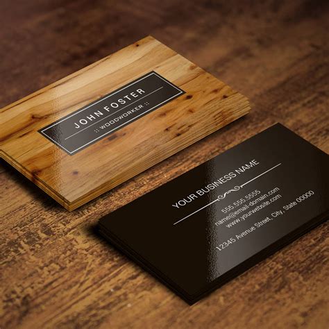 woodworker border wood grain business card