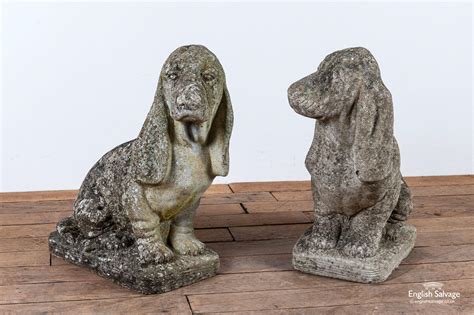 vintage basset hound garden statues