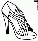 Shoe Schuhe Heel Heeled Sandal Printable Oncoloring Malvorlagen sketch template