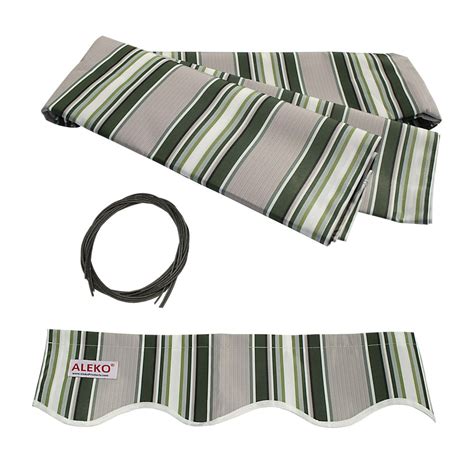 aleko  retractable awning fabric replacement multi striped green color walmartcom