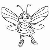 Bee Coloring Pages Cute Flies Illustrations Stock Isolated Outlined Background Book sketch template