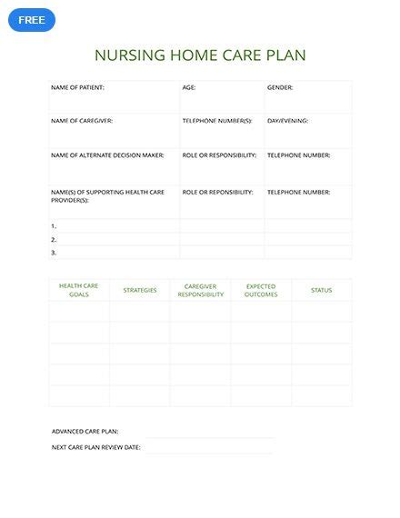 nursing home care plan template  pages word  google docs