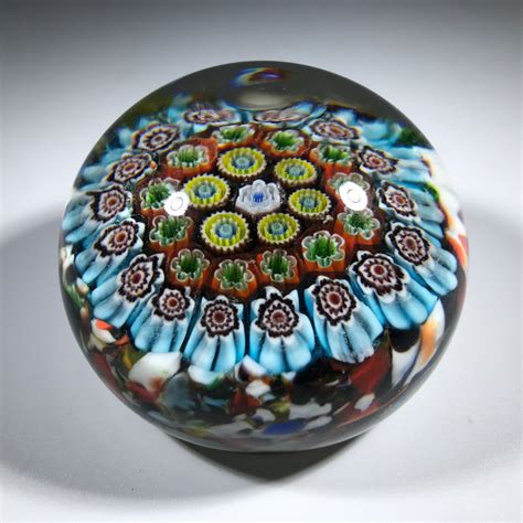 Traditional Vintage Murano Art Glass Paperweight Concentric Millefiori