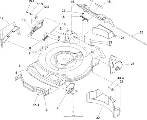 toro   recycler lawnmower  sn   parts diagram  deck side