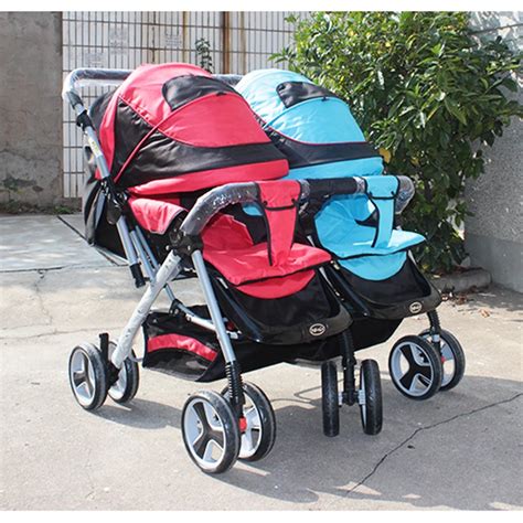 bailai hot selling pink twins strollerdouble strollerhigh suspension