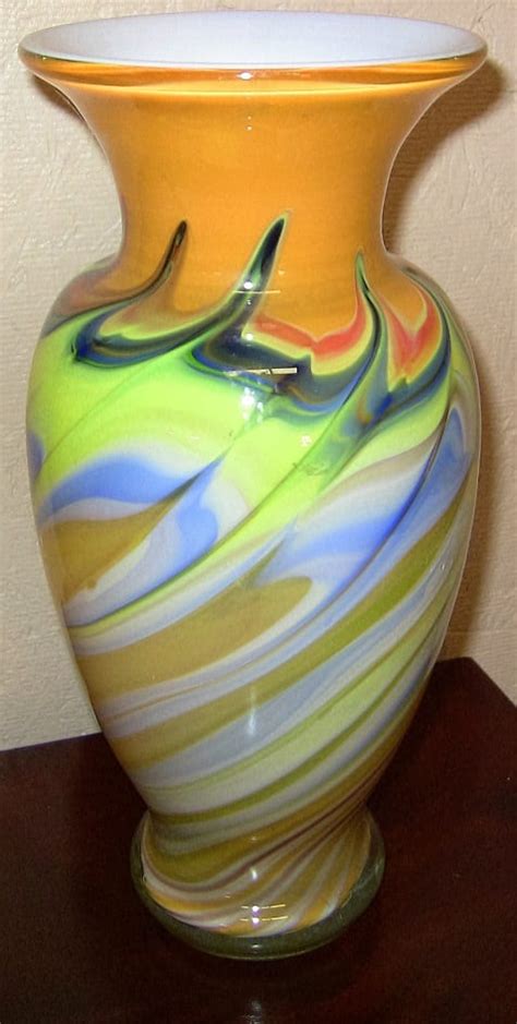 Yellow Swirled Murano Glass Vase 20c Rockwell Antiques