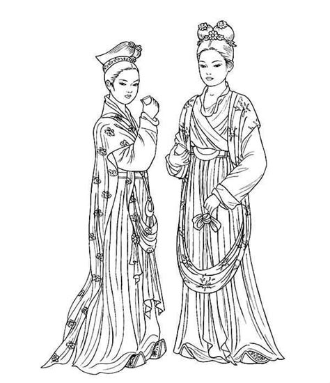 chinese ladies coloring page  printable coloring pages  kids