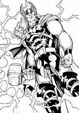 Thor Coloring Coloriages Avengers Superheroes Lineart Gratuit Malvorlagen Adulte sketch template