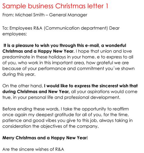 samples  christmas letter  employees