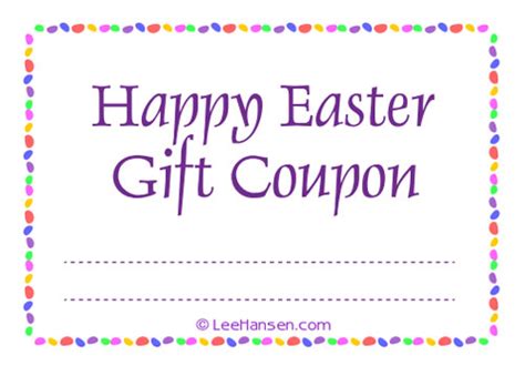 printable easter gift coupons   sheet