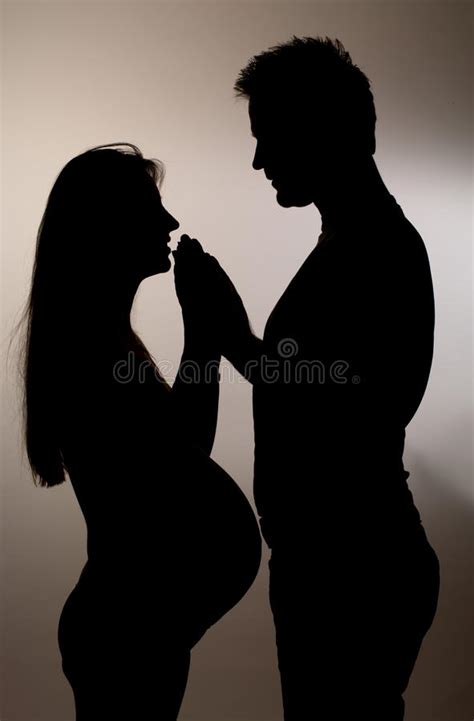 Silhouette Of The Pregnant Couple Stock Image Image Of Mother Belly