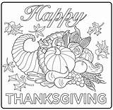 Coloring Thanksgiving Pages Harvest Cornucopia Printable Happy Drawing Adults Adult Feast Sheets Kids Drawings Fall Print Characters Color Simple Christmas sketch template