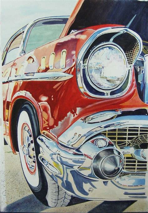 paint vintage cars  watercolor feltmagnet
