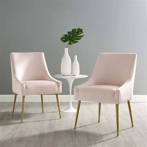 discern upholstered performance velvet dining chair set    pink