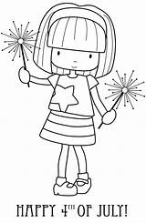July Fourth 4th Happy Coloring Pages Kids Freebie Stamping Stamps Dibujo Color Craftgossip Digital Stamp Cute Girl Sheets Digi Dibujos sketch template