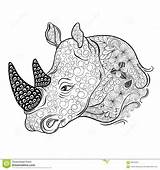 Head Rhinoceros Doodle Illustration Vector Style sketch template