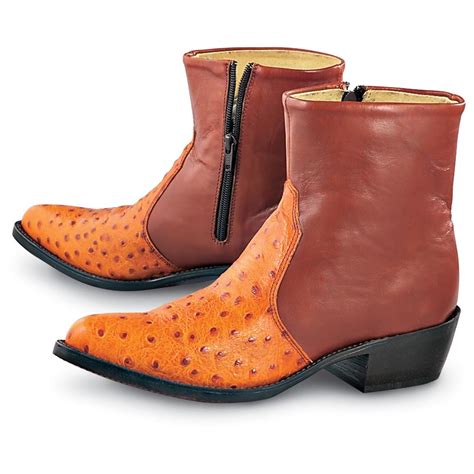 mens durango boot ostrich print side zips cognac  cowboy western boots