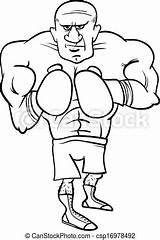 Boxer Coloring Cartoon Sportsman Drawings Fighter Vector Illustrations Drawing Logo Book sketch template