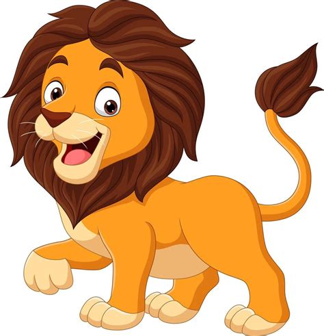 cartoon happy lion isolated  white background  vector art