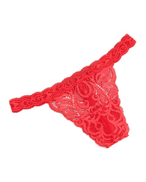 Natori Feathers Lace Thong Cherry Red In Red Cherry Red Lyst