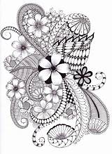 Doodle Zentangle Coloring Pages Doodles Patterns Drawings Zen Flowers Tangle Easy Zentangles March Drawing Instant Mandalas Spring Pen Dibujos Into sketch template