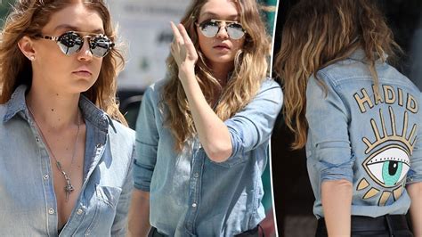 Gigi Hadid Teases Her Cleavage In Plunging Denim Shirt Emblazoned With