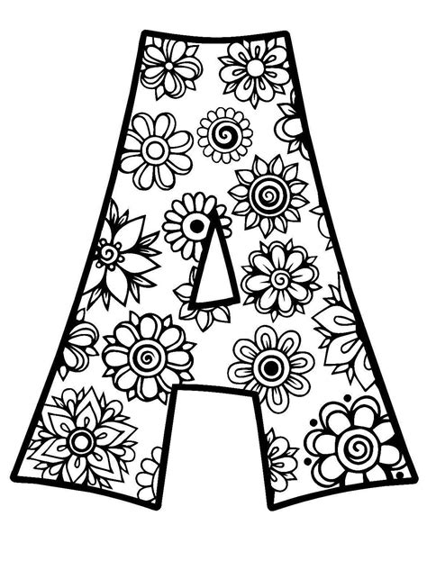 floral alphabet coloring pages adult coloring pages