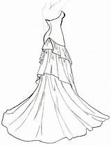 Dress Wedding Drawing Coloring Outline Dresses Pages Template Coloriage Fashion Drawings Dessin Clipart Line Barbie Form Flowing Costume Simple Gown sketch template