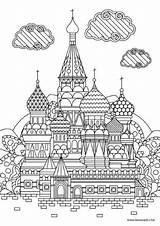 Coloring Cathedral Basils Moscow St Coloringart sketch template