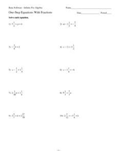 step equations  fractions   grade worksheet lesson
