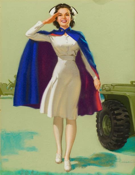 1940s Pin Up Girl American Red Cross Nurse Ww Ii Picture