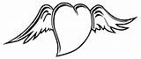 Wings Coloring Heart Pages Hearts Coloring4free Kids Comments Printable sketch template
