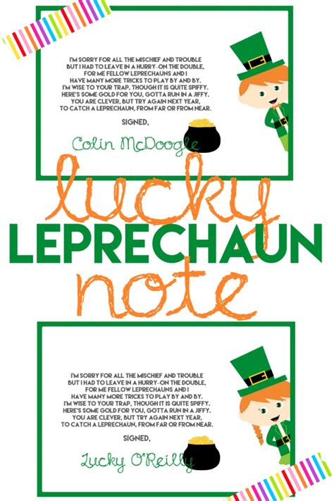 leprechaun trap    lucky leprechaun note
