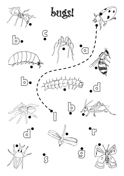 letter  worksheet  pictures  bugs   insects