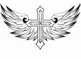 Wings Angel Coloring Pages Cross Printable Getcolorings Color Cli sketch template