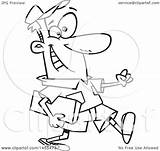 Parcel Courier Carrying Lineart Male Cartoon Happy Toonaday Illustration Clipart Royalty Vector Getdrawings Drawing sketch template