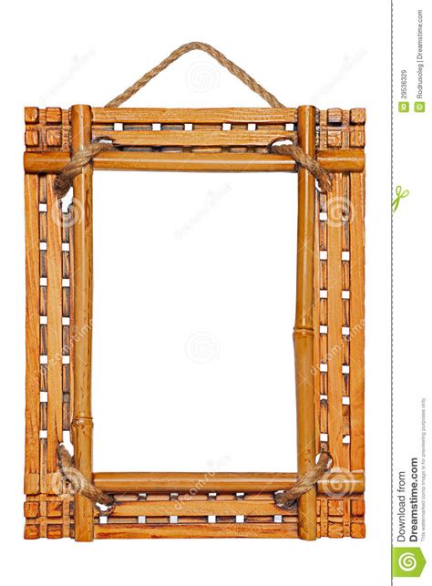 bamboo photo frame isolated on white background stock